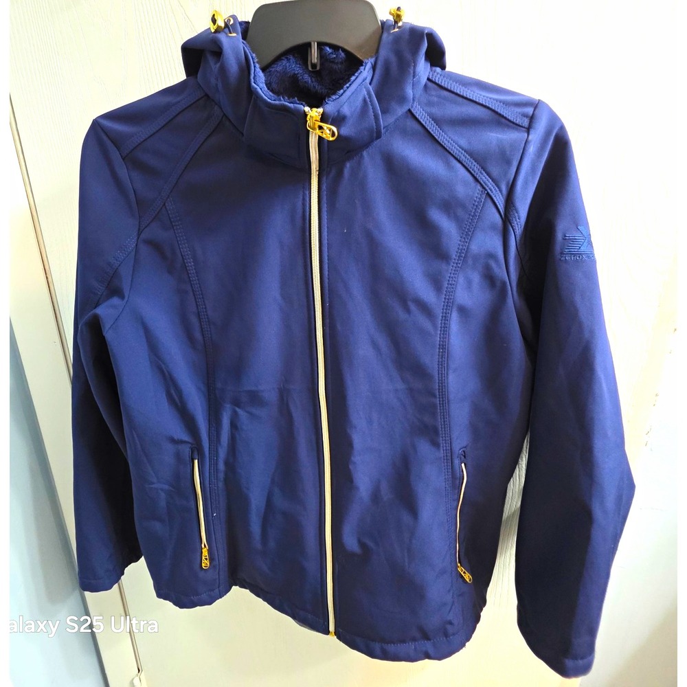 ZeroXposur Women's Navy Softshell Hooded Full Zip Jacket w/ Pockets Size L